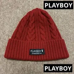 プレイボーイ　ニット帽　レッド　赤　中古品　匿名配送