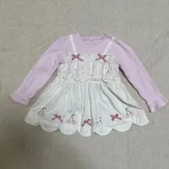 美品　クーラクール　長袖トップス　カットソー　チュニック　90cm リボン