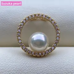 高級品 9.3mmあこや本真珠 天然ダイヤモンド1ct Pt900 ロングピアス 