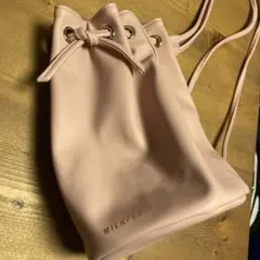 ミルクフェド　　巾着　　レザー　　リュック　　ピンク