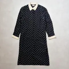 【美品】Burberrys バーバリー 総柄 シルク ワンピース ブラック 42