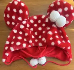 ミニー　ファンキャップ　ドット　赤　白　被り物　ディズニー　カチューシャ