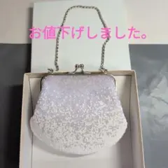 ビーズ装飾 ホワイト ハンドバッグ