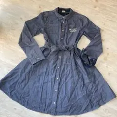 美品《メゾピアノ》デニム風 シャツワンピース 長袖 長袖 サラサラ