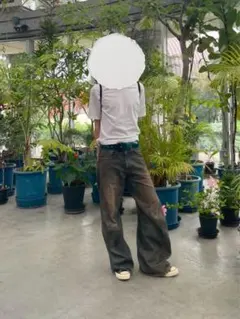 【NVRFRGT】3D Twisted Wide Leg Jeans