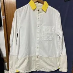 VOOホワイト/イエロー ボタンダウンシャツアナクロノーム