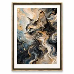 "一点物" 月影の猫｜幻想流体アート Re-12002