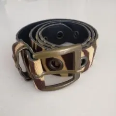 ゼブラ柄 布製ベルト 金属製バックル