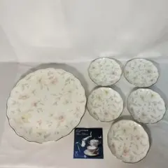 NARUMI ナルミプレートセット 大皿1枚&小皿5枚 花柄 金縁のサムネイル