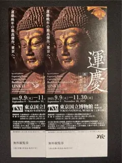 運慶展 〜祈りの空間〜 無料観覧券２枚