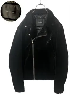 ZARAザラ ブラックベロア素材ダブルライダースジャケット状態良好 美品