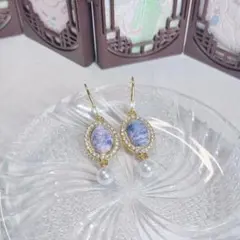 No.003 揺れるピアス パール調 ゴールドカラー
