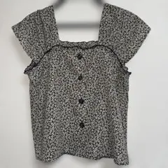 レトロガール フラワー柄 ノースリーブ トップス M