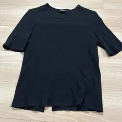 リブ編み ブラック Tシャツ Mサイズ