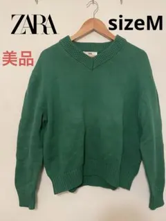 zara man EDITION2023 vネックニット　セーター　グリーン　M