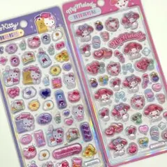 新品　サンリオ　キティ　マイメロ　ドロップシール　3D立体シール 2枚セット