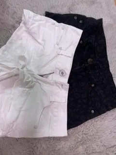 ホワイト＆ブラック ショートパンツ 2点セット