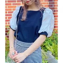 WEGO パフスリーブ 半袖ブラウス