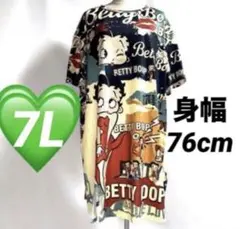 新品【７Ｌ大きいサイズ】ベティちゃん総柄チュニックワンピースのサムネイル