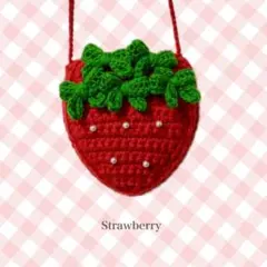 ( ^ω^ )様専用　【ショルダーバッグ】いちご ポシェット バックかぎ編み
