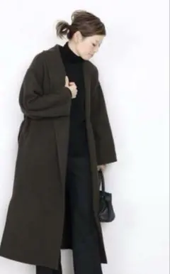 美品✨ エブリデイアイライク　ダブルフェイス ガウンコート　カーキ　Fサイズ 未使用級☆EVERYDAY I LIKE☆ダブルフェイス ガウンコート☆カーキ