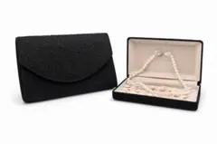 PETITSOIR ブラックフォーマルバッグ パールネックレスイヤリングセット