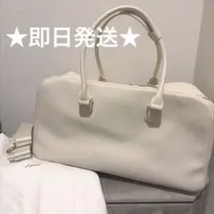 A VACATION ロゴ レザーボストンバッグ アイボリー系 保存袋付き 美品