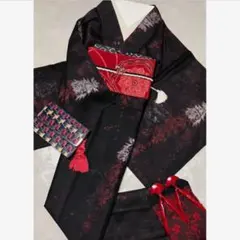 NEW】 美品♡ 個性的 大胆柄 濃紺に赤とシルバーのかっこいい柄 紗の夏