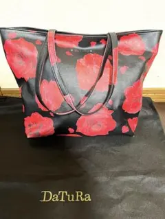 美品✨ DaTuRa バラ柄 トートバッグ ブラック