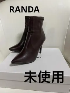 RANDA♡ダークブラウン ポインテッドトゥストレッチショートブーツ