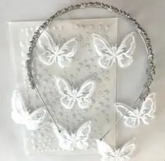 ブライダル カチューシャ 蝶 ちょうちょ ピン パールシール まとめ売り 結婚式