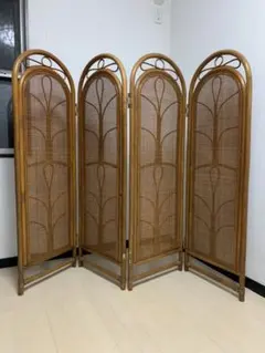 Kazama ラタン パーテーション 3連 籐 衝立 間仕切り 昭和レトロ | Mercari