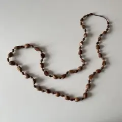 木製ビーズ ロングネックレス ブラウン 【ヴィンテージ】
