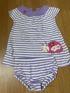 カーターズ　カタツムリ刺繍の紫ストライプワンピース　18ヶ月　1歳半から2歳半位のサムネイル