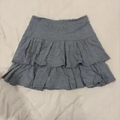 グレー ティアード ミニスカート フレア