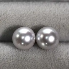 国産あこや真珠 コバルト シルバー系 6.9mm パール ピアス（SV925）