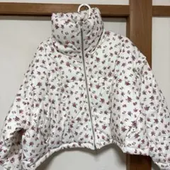 jouetie 2WAYダウンライクショートジャケット アイボリー 花柄 ピンク