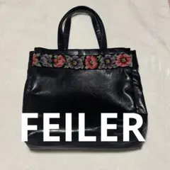 FEILER 黒 トートバッグ 刺繍デザイン
