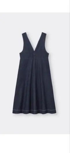 【GU】　［Mサイズ］デニムワンピース　ジャンパードレス　ネイビー