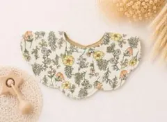 もくもく花びらスタイ ボタニカルフラワー ブルー ベビー ハンドメイド