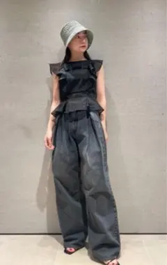 snidel タックワイドパンツ　デニム