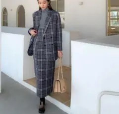 美品 バースデーバッシュ セットアップ グレー チェック 2ピース ジャケット