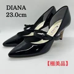 【春様専用】DIANA パンプス リボンメリージェーン黒 エナメル 23.0cm