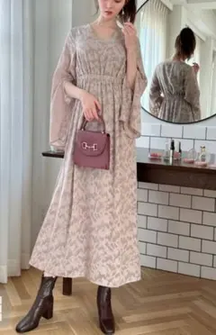 値下げ　GRL 花柄長袖ワンピース