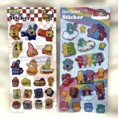 ぷっくりシール　スポンジ・ボブ&ケアベア シール2枚セット