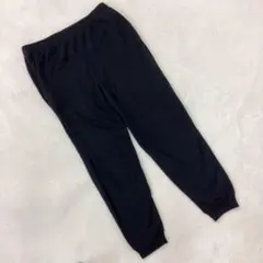 ノーブランドリブパンツ 黒ウエストゴムシンプル 無地 4L