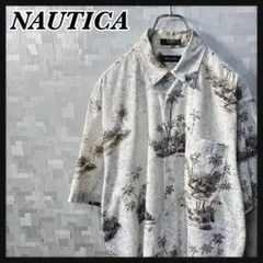 NAUTICA ノーティカ 総柄 半袖 シャツ USサイズ L メンズ US古着