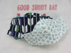 ハンドメイドマスク　大きめ・大人用（北欧風緑小花・和柄矢絣）