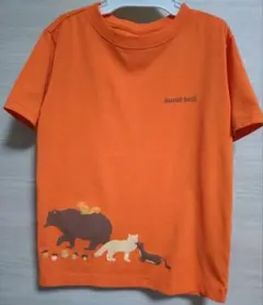 モンベルキッズTシャツ ウイックロンmont-bell動物柄 オレンジ 速乾性