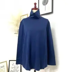 【WOOL FACTORY】　プルオーバー タートルネック 紺 ネイビー 2XL
